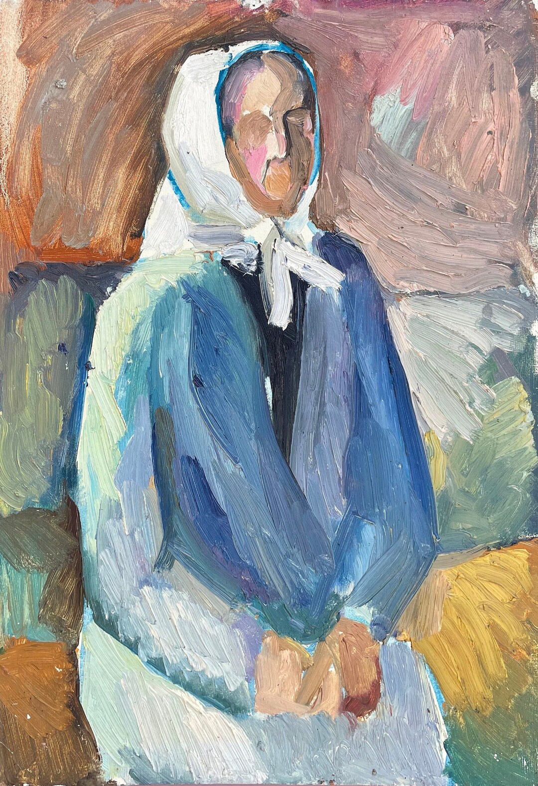 Portrait of a Woman Antique Oil Painting Original Ukrainian Artist ...