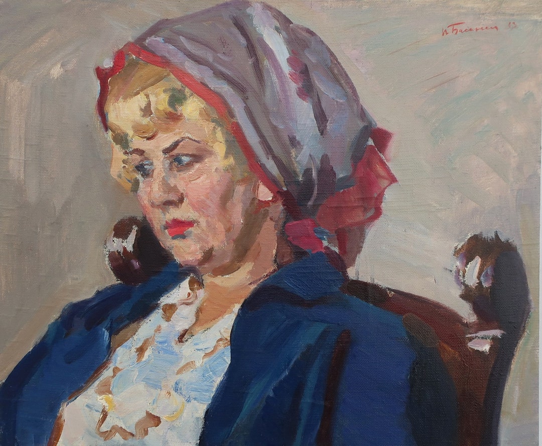Portrait of a Woman. Oil Painting Original Socialist Realism Ukrainian ...