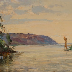 Paisaje. Artista ucraniano Shurupov K. 33-49 cm, óleo sobre cartón, año 1956