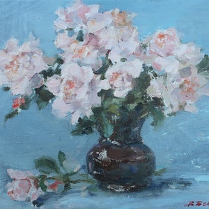 Naturaleza muerta. Pintura al óleo original del artista ucraniano Belous V. 21-30 cm óleo sobre lienzo sobre cartón