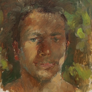 Retrato. Pintura original del artista ucraniano Tyshchetsky V. 24-18 cm, óleo sobre cartón, década de 1980