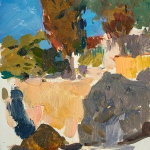 Landschaft. Original-Gemälde des Ukrainischen Künstlers Pirogov V. 26-19 cm, Öl auf Malpappe, 70er Jahre.