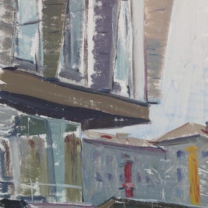 Paisaje urbano. Pintura original del artista ucraniano Zakharov A. 33-22 cm, óleo sobre cartón, 1970