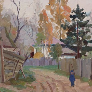 Paysage. Artiste ukrainienne Shurupov K. 30-39 cm, huile sur carton, années 1960