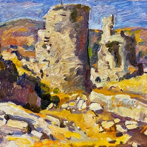 Paisaje Pintura al óleo original del artista ucraniano Belik V. 21-27 cm cartón óleo 1986año