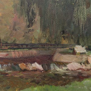 Paisaje. Pintura original del artista ucraniano Polyakov S. 20-31 cm, óleo sobre cartón, década de 2000