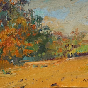 Paisaje. Artista ucraniano Yalansky A.17-26 cm, óleo sobre lienzo sobre cartón