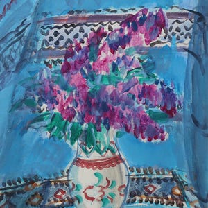 Nature morte. Peinture originale de l'artiste ukrainienne Chernova N. 53-39 cm, techniques mixtes sur carton, années 2000