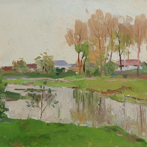 Landschaft.Ukrainischen Künstlers Poltavsky V. 16-23 cm, Öl auf Karton, 1960 Jahre