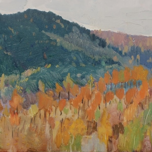 Kanev. Pintura original del artista ucraniano Slipchenko N. 24-35 cm, óleo sobre cartón, año 1958