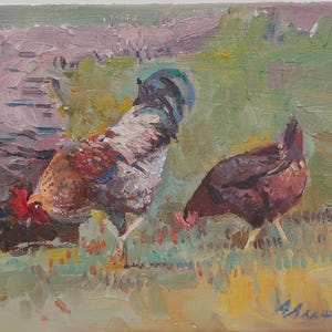 Ensemble. Peinture originale de l'artiste ukrainien Yalansky A. 18-24 cm, huile sur toile sur carton, années 2000