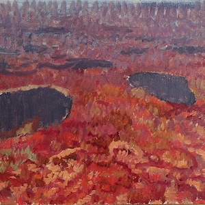 Paisaje Pintura al óleo original del artista ucraniano Spornikov B. 13-20 cm cartón óleo década de 1970