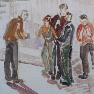 Boceto. Pintura original de la artista ucraniana Zakharova, 17-16 cm de largo, óleo sobre cartón, década de 1970.