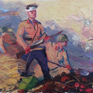 Boceto. Pintura al óleo antigua original del realismo socialista Arte soviético Artista ucraniano Feller R.N 21-35 cm Óleo sobre cartón Años 70
