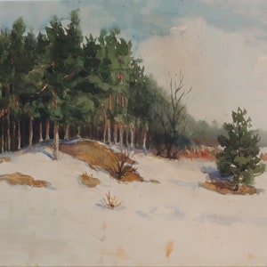 Paesaggio. Artista ucraino Prizant L. 20-28 cm, carta per acquerello, anno 1971
