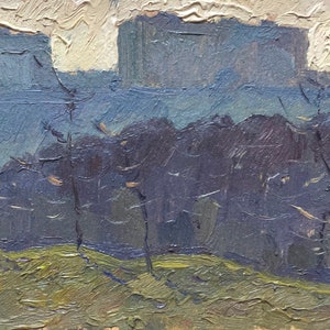 Paisaje. Pintura al óleo original del artista ucraniano Khokhlov S. 12-18 cm cartón óleo 1970