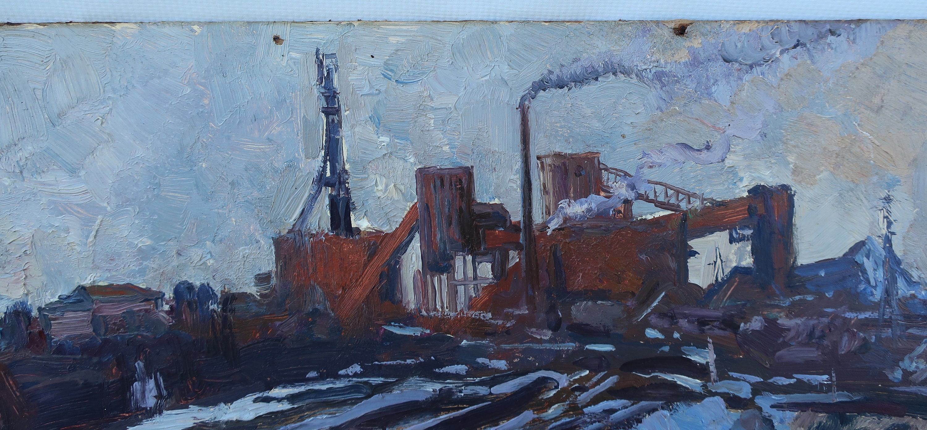 Industrial Landscape. Antique Oil Painting Original of Etsy UK