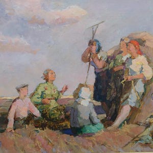 En el campo. Pintura original del artista ucraniano Yatsenko V. 34-45 cm, óleo sobre cartón.