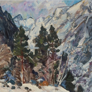 Paisaje. Artista ucraniano Nesterov V. 49-72 cm, óleo sobre cartón, década de 1970