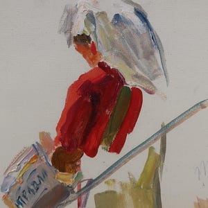 Estudio. Pintura original del artista ucraniano Tomenko G. 13-20 cm, óleo sobre cartón, década de 1960.