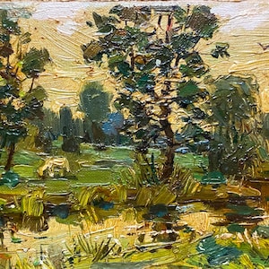 Pintura al óleo original del artista ucraniano Kuznetsov I. 10-15 cm cartón óleo década de 1970