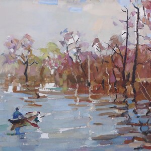 Inundación. Pintura original del artista ucraniano Yatsenko V. 34-48 cm, cartón, óleo.