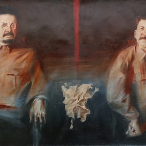 Red line. Oil painting original Ukrainian artist Gubsky I. 110-200 cm oil on canvas 1991year