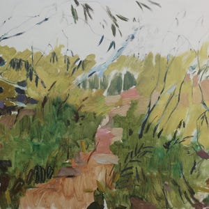 Paisaje. Pintura original del artista ucraniano Yatsenko V. 24-34 cm, óleo sobre cartón, 1966.
