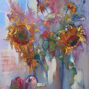 Nature morte. Peinture originale de l'artiste ukrainienne Primakova A. 56-49 cm, huile sur carton, année 1991