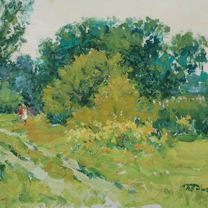 Paysage. Peinture originale de l'artiste ukrainien Tyshetskyi V. 35-49 cm, huile sur panneau dur