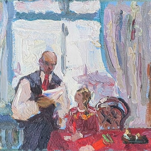 Boceto de Lenin. Pintura al óleo original del realismo socialista del artista ucraniano Repka S. 18-27 cm cartón óleo década de 1970
