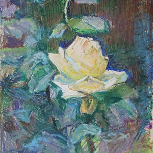 Naturaleza muerta. Pintura al óleo antigua original del realismo socialista Arte soviético Artista ucraniano Dovgalevskaya V.V. 37-25 cm Óleo sobre cartón Años 80