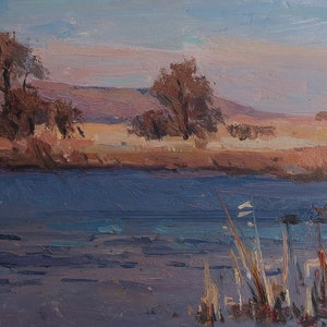 Automne chaud. Artiste ukrainienne Koshel A.13-27 cm, huile sur carton année 1985