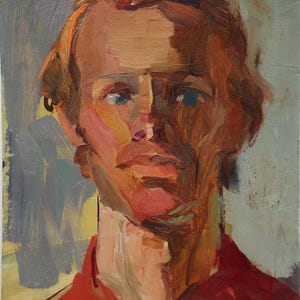 Retrato. Pintura original de la artista ucraniana Zakharova, 33-24 cm de largo, óleo sobre cartón, década de 1970.