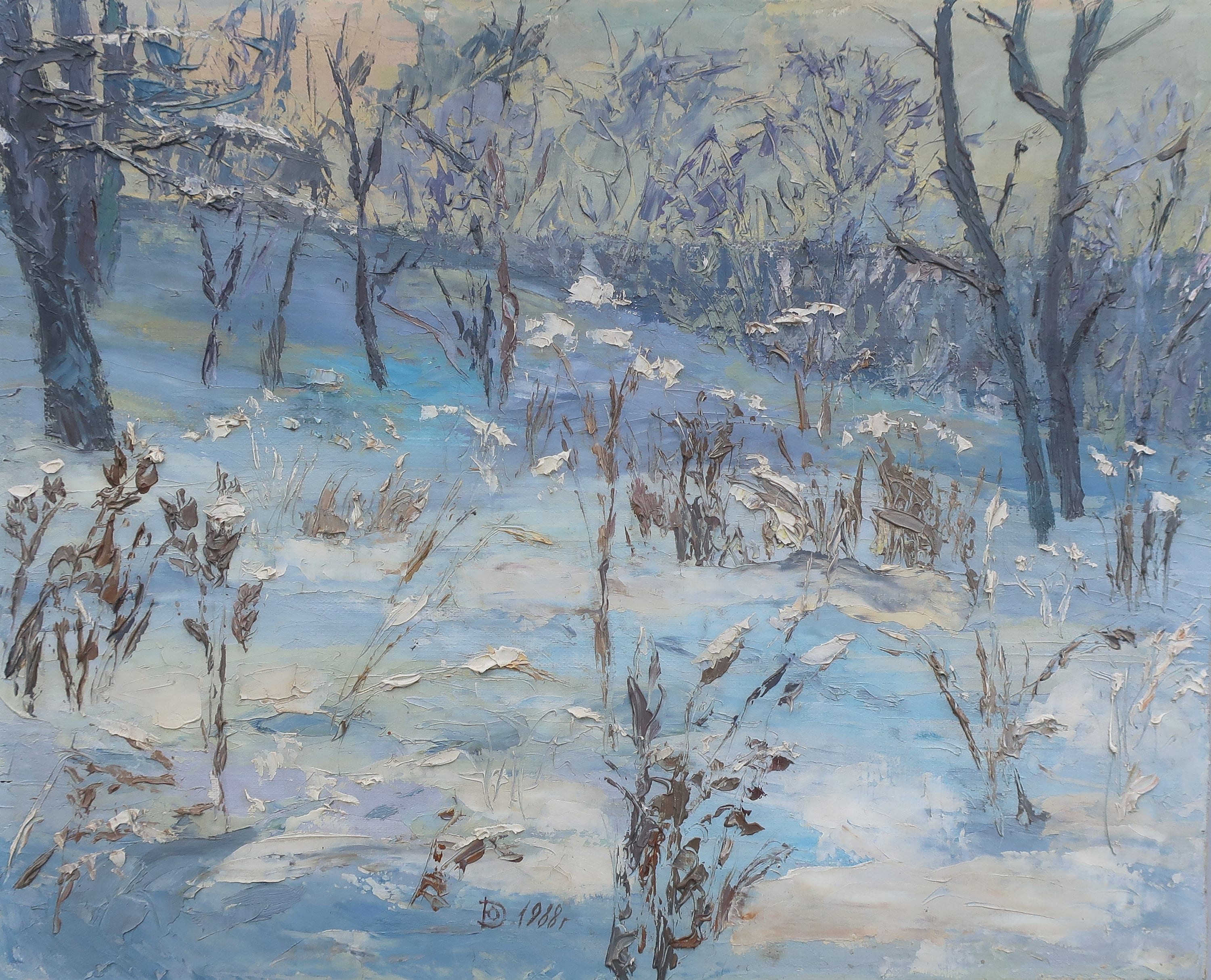 Sunny Day. Antique Oil Painting Original Socialist Realism