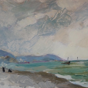 Paisaje. Pintura original del artista ucraniano Yatsenko V. 14-23 cm, óleo sobre cartón.