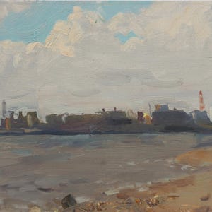 Paisaje. Pintura original del artista ucraniano Polyakov S. 20-24 cm, óleo sobre cartón, década de 2000
