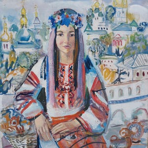 Portrait. Original painting by Ukrainian artist Ganzha P. 69-60 cm, oil on canvas, 2000
