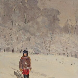 Frost.Artiste ukrainien Shifman I. 43-38 cm, huile sur carton, années 1970