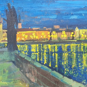 Landscape. Oil painting original socialist realism Ukrainian artist Repka A. 40-50 cm cardboard oil 1990s