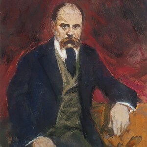 Retrato de Shevchenko. Pintura original de la artista ucraniana Zakharova L. 23-19 cm, cartón, técnica mixta, década de 1970.