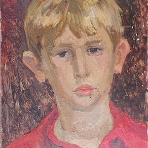 Retrato de un hombre. Pintura al óleo original del artista ucraniano Repka S. 35-24 cm óleo sobre lienzo, cartón década de 1970