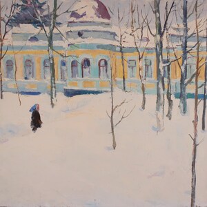 Paysage. Artiste ukrainienne Shurupov K. 46-49 cm, huile sur carton, 1960