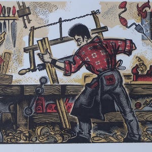 Nel laboratorio. Artista ucraino Prizant L. 23-34 cm, carta linoleum, anno 1992