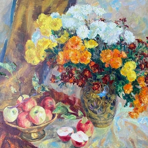 Autumn still life. Oil painting original Ukrainian artist Repka V. 60-80 cm oil on canvas