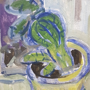 Cacto. Pintura a óleo do artista ucraniano Dovgalevskaya V. 29-20 cm óleo sobre papelão década de 1980