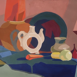 Natura morta. Dipinto originale dell'artista ucraino Zakharova L.29-38 cm, carta gouache, anni '80