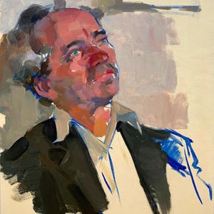 Retrato. Pintura original del artista ucraniano Pirogov V. 44-33 cm, óleo sobre cartón.