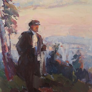 Lenin. Artista ucraniano Shurupov K. 48-40 cm, óleo sobre cartón, años 70