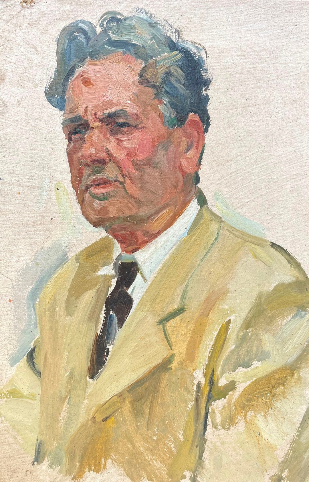 Portrait of a Man. Antique Oil Painting Original Ukrainian Artist ...